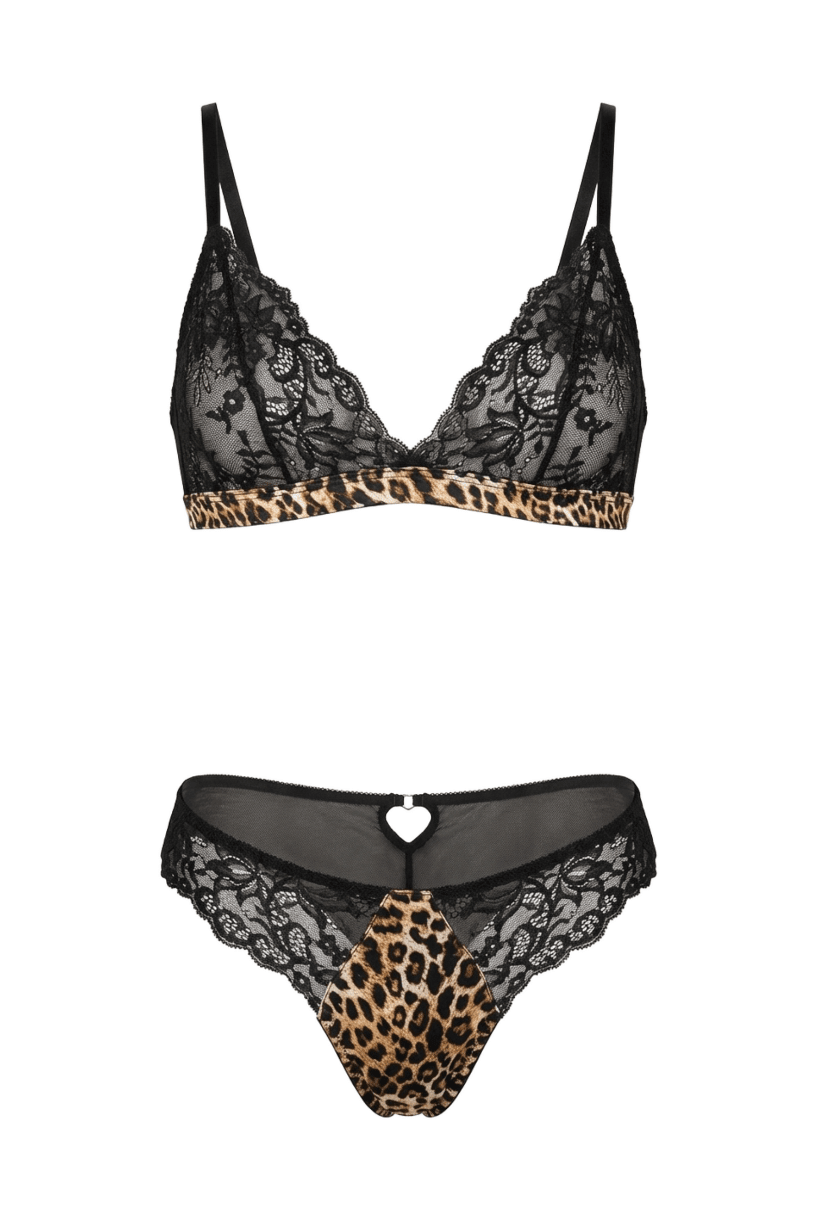 Animalique Bralette & Bikini Set Black