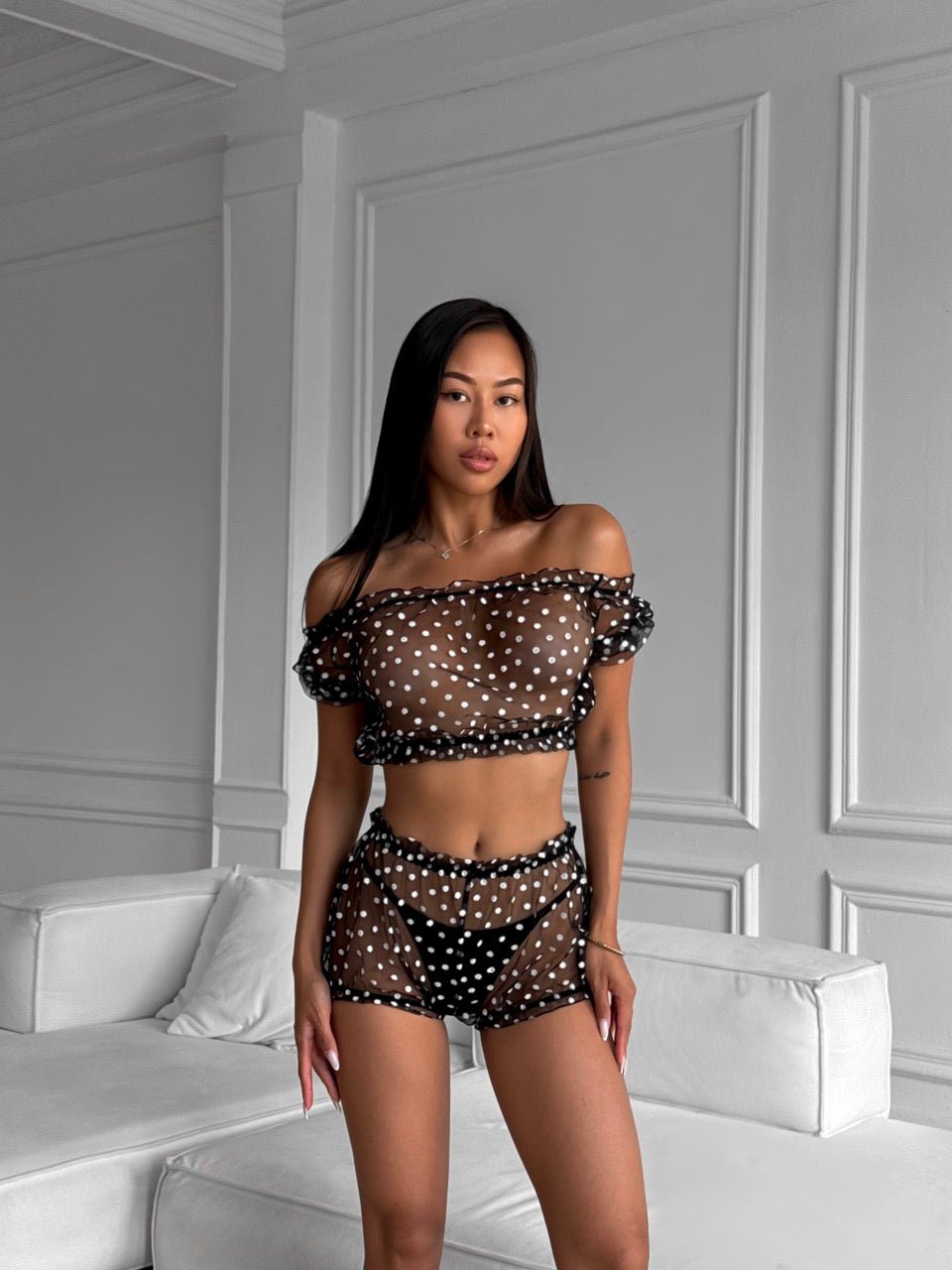 Chamomile Short Sleeve & Shorts Set Black