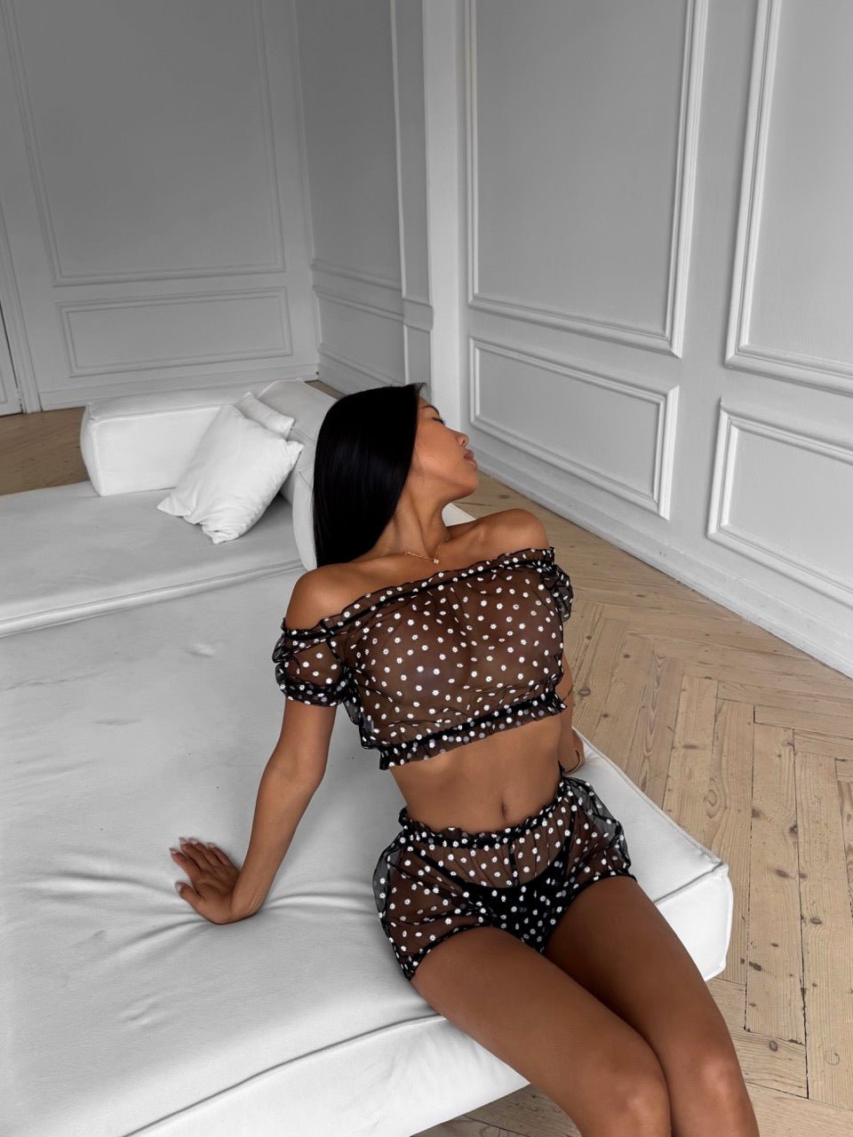 Chamomile Short Sleeve & Shorts Set Black