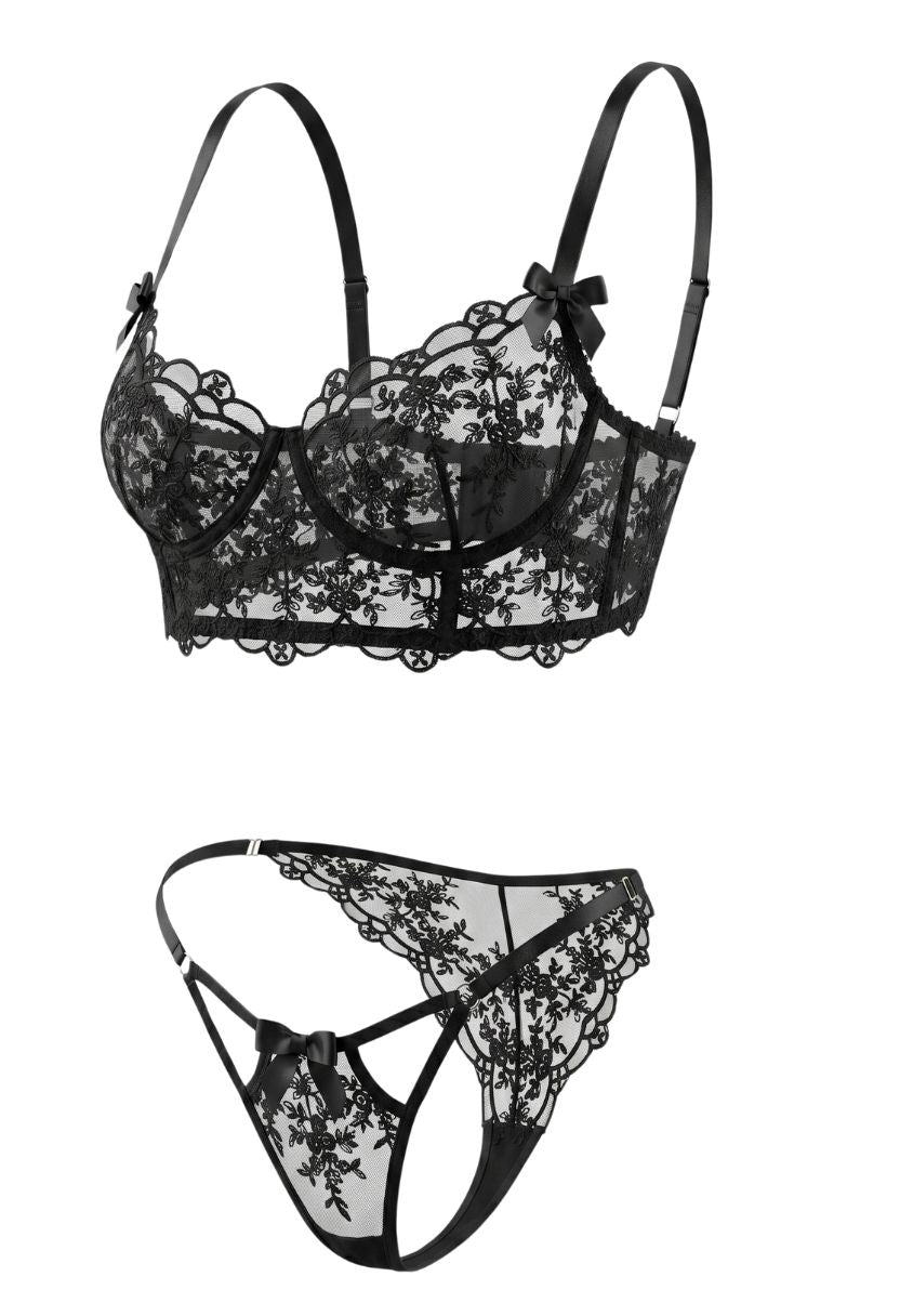 Cleo Underwire Bra Set Black