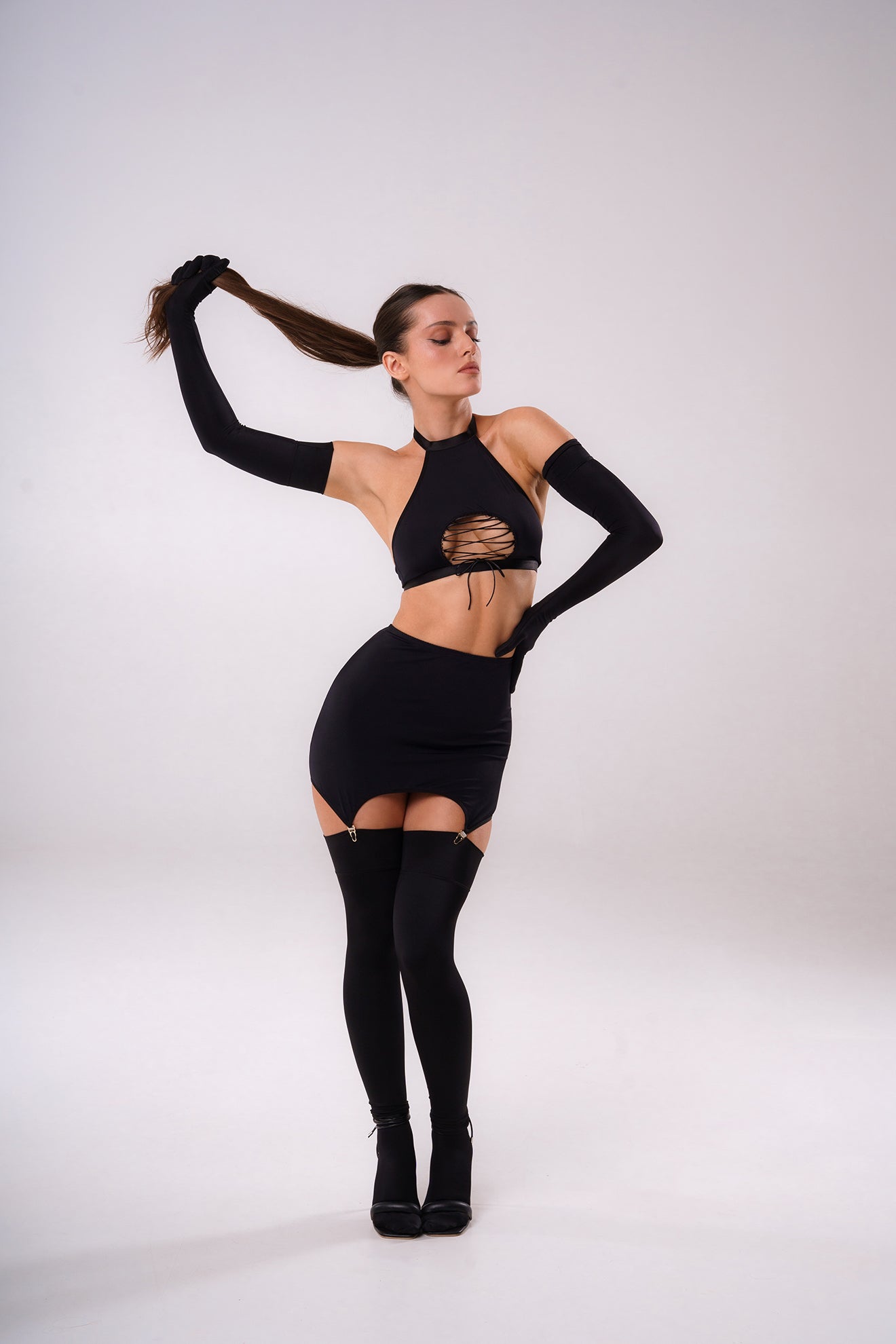 Zoe Lace-Up Bra Black