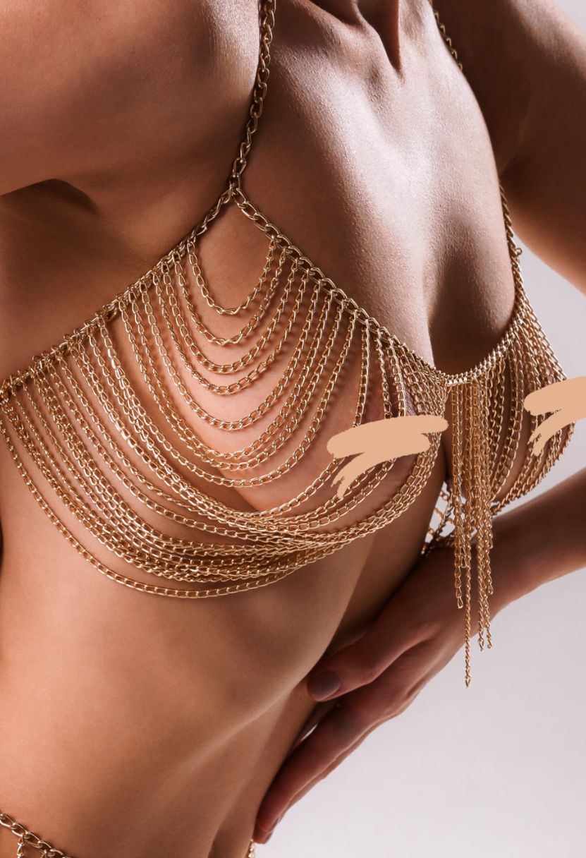 Gold chain bra Goddess – bold statement lingerie bra The Kiss