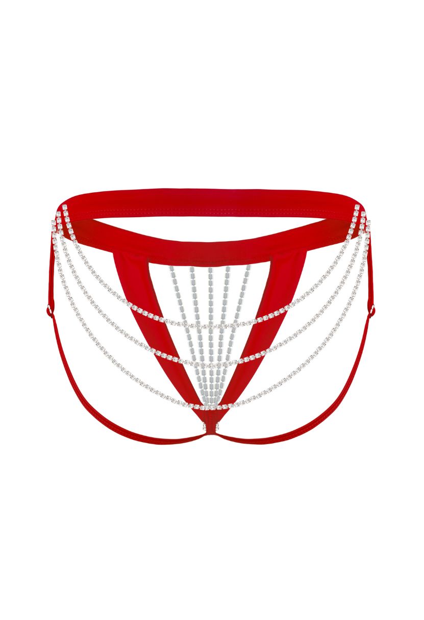 Red open panties Layla – strappy sensual lingerie design The Kiss