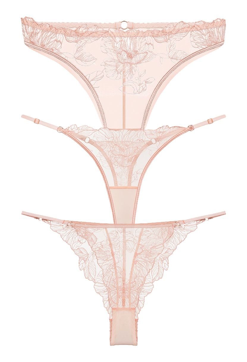 Pink lingerie set of 3 panties Megan – feminine soft underwear The Kiss