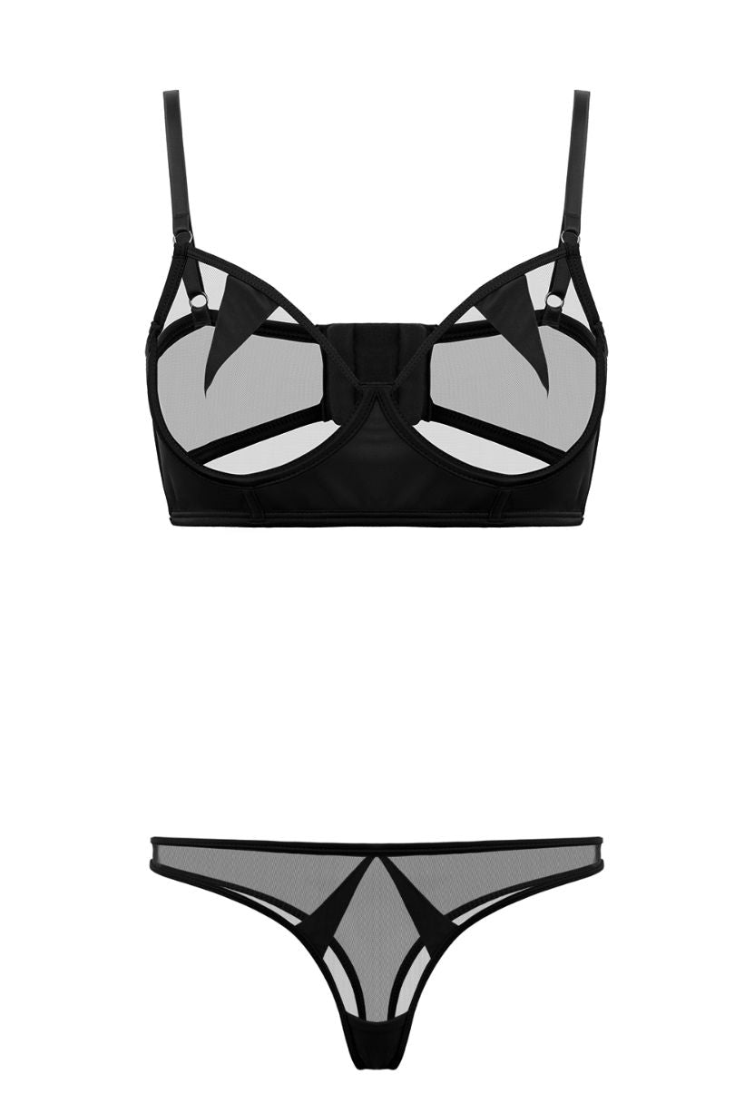 Black bikini set Mia – modern lace lingerie duo The Kiss