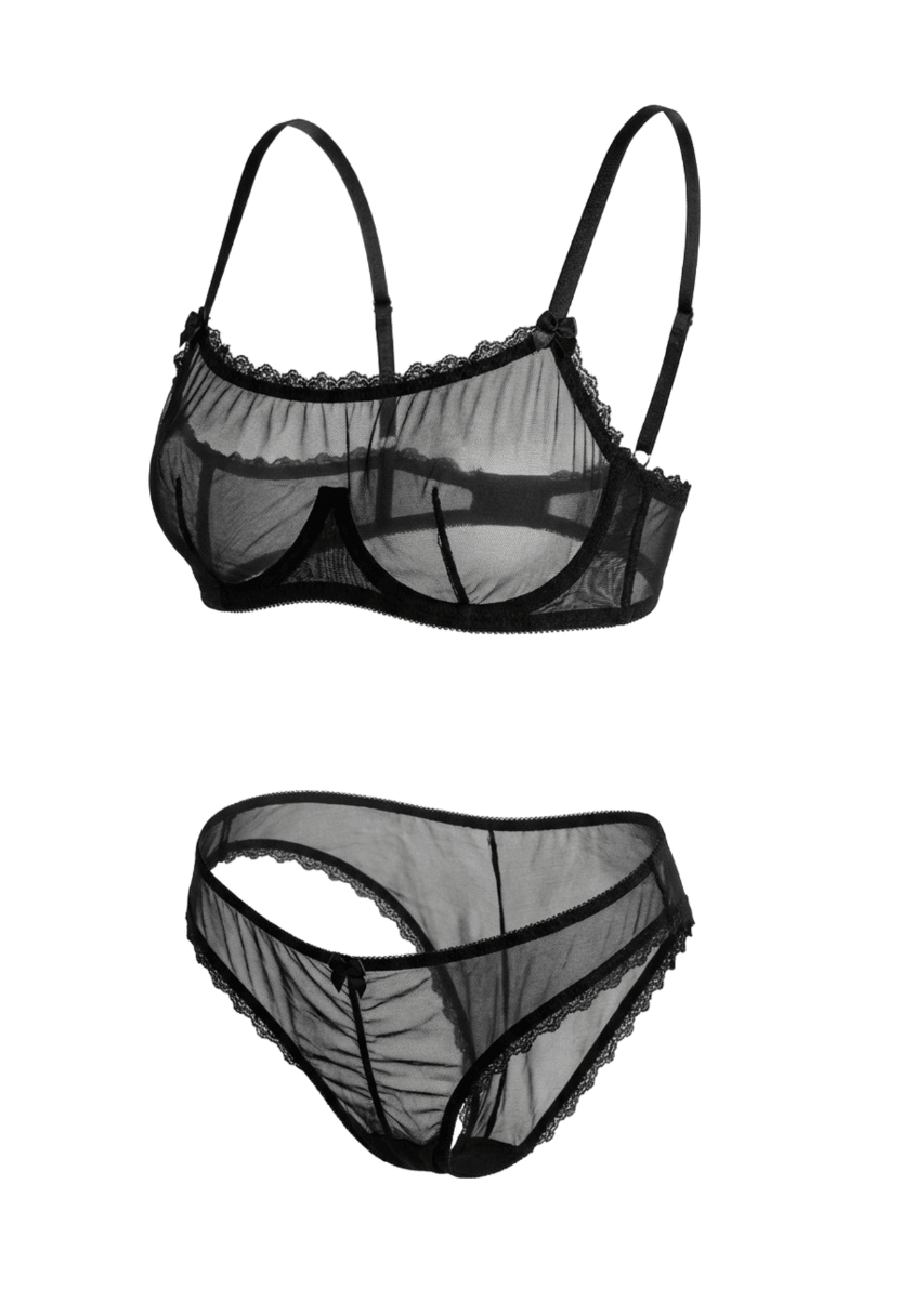 Veil Underwire Bandeau & Bikini Set Black