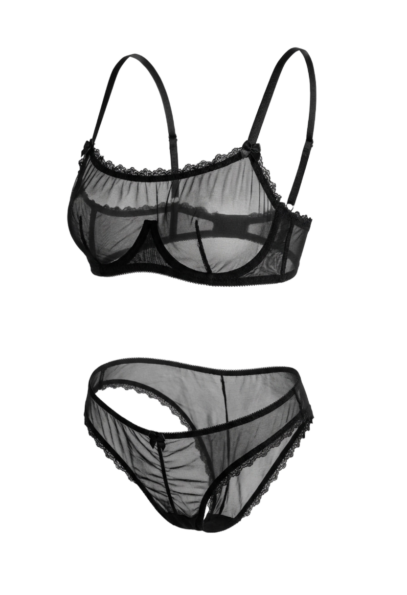 Veil Underwire Bandeau & Bikini Set Black