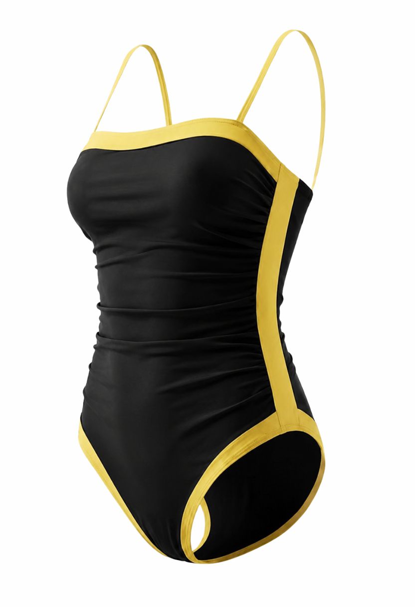 Riva One-Piece Swimsuit Black Yellow