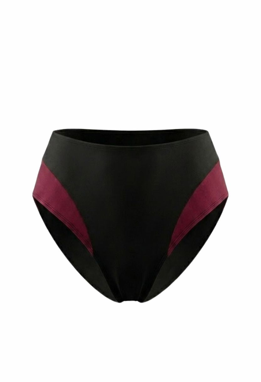 Sofia Bikini Bottom Black Burgundy