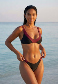 Conjunto de Bikini Elin Negro y Burdeos