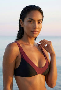 Top de Bikini Elin Negro y Burdeos