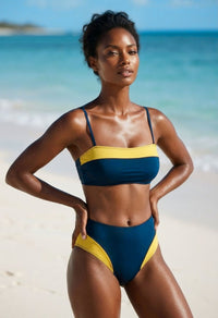 Conjunto de Bikini Sorelle Azul Marino y Amarillo