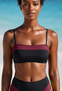 Top de Bikini Sorelle Negro y Burdeos