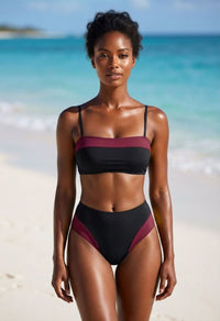 Conjunto de Bikini Sorelle Negro y Burdeos