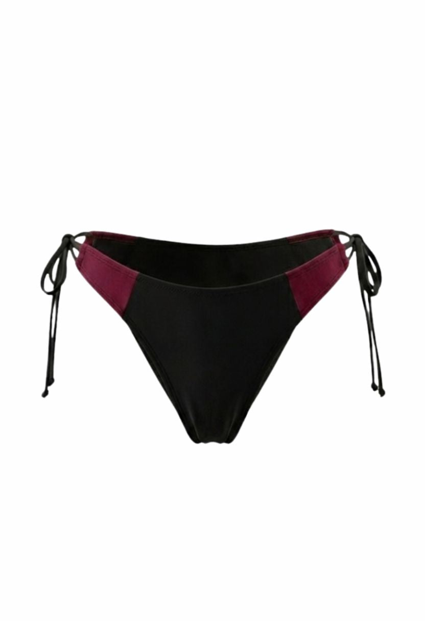 Vera Tie-Side Cheeky Bottom Black Burgundy