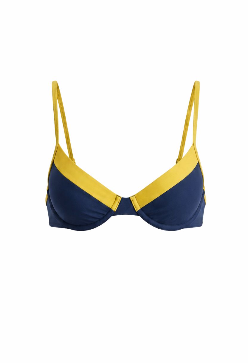 Alina Bikini Top Navy Yellow