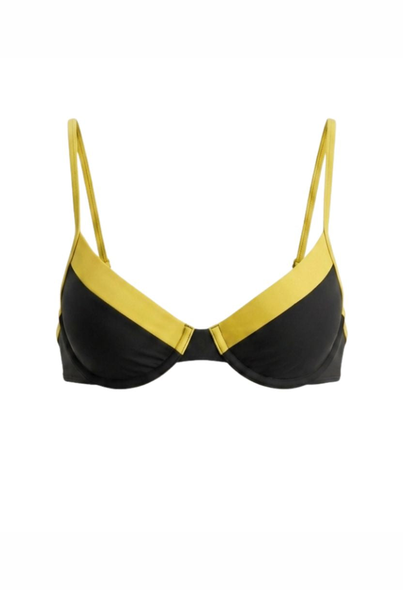 Alina Bikini Top  Black Yellow