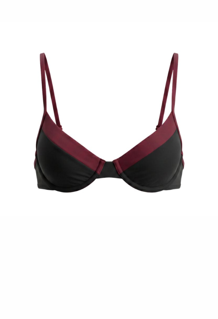 Alina Bikini Top  Black Burgundy