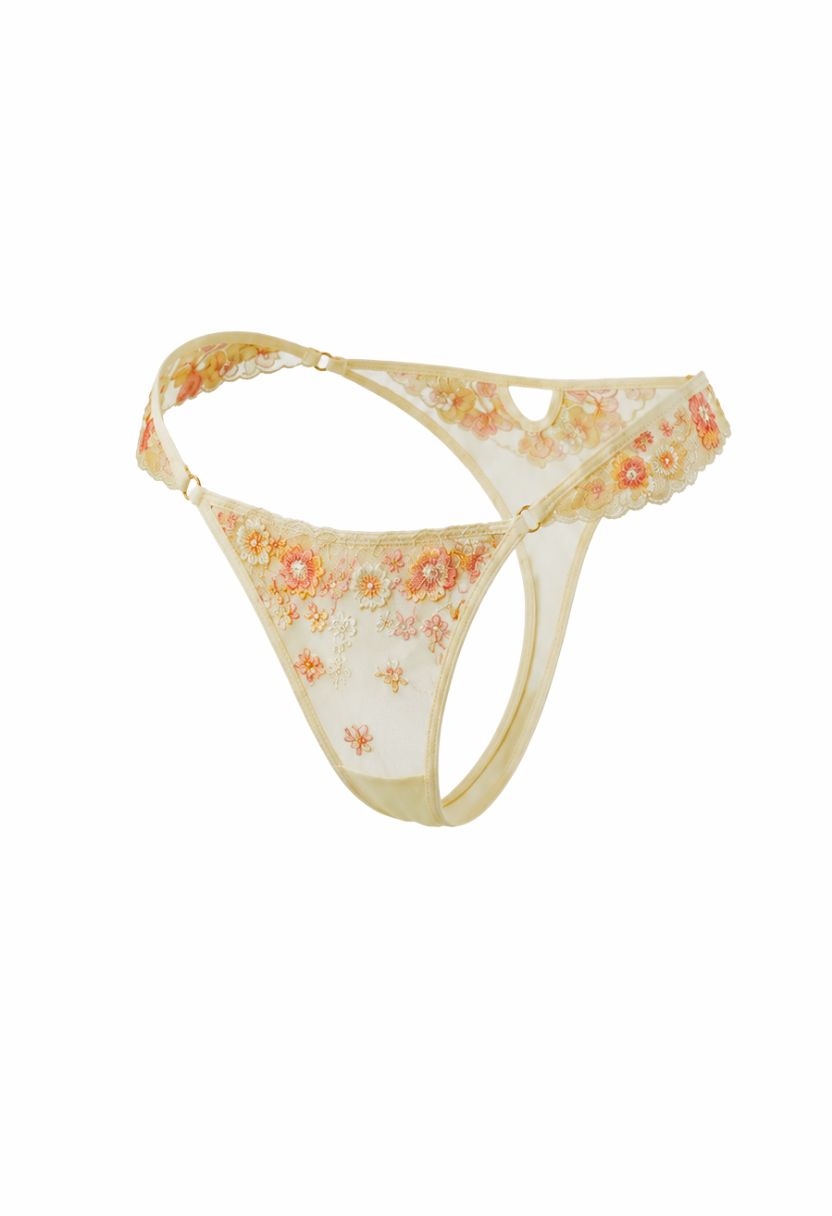 Sylvie Embroidery Thong Butter Yellow