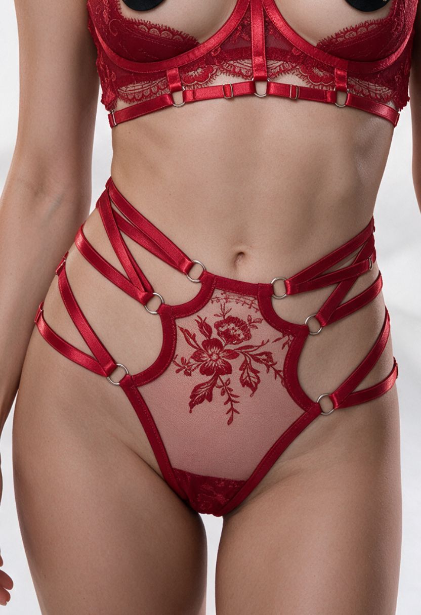 Vesta High-Waist Thong Red