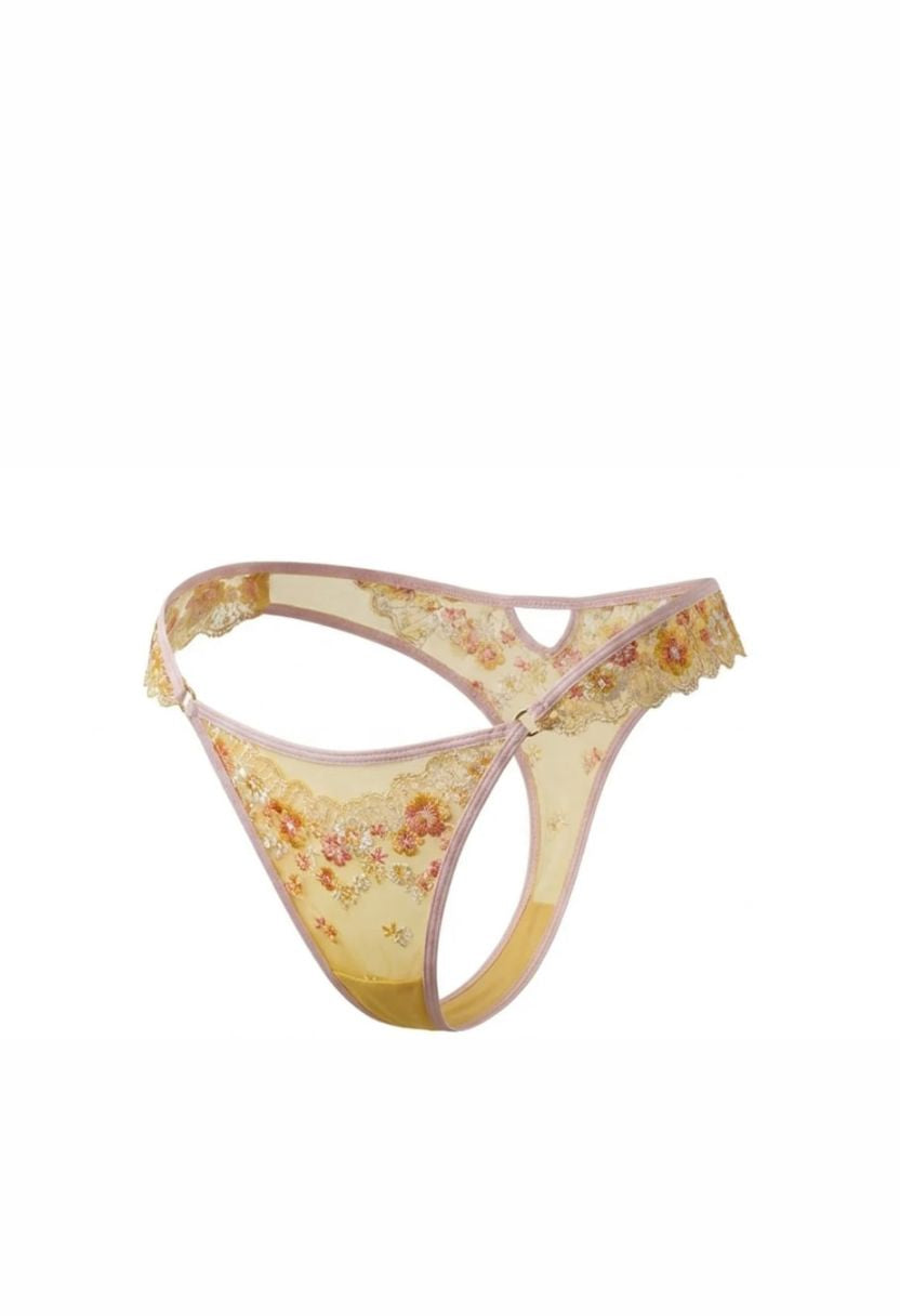 Sylvie Embroidery Thong Butter Yellow
