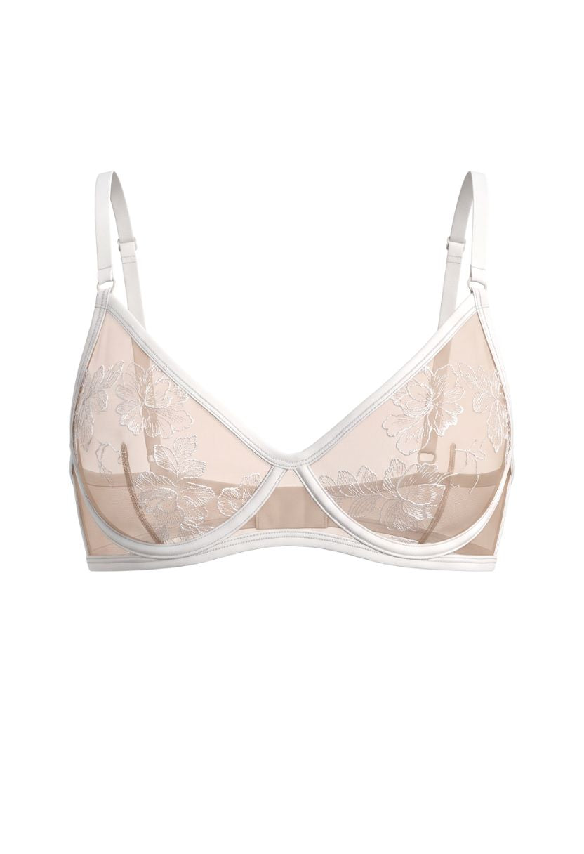 Alissia white underwire bra with floral embroidery, product shot