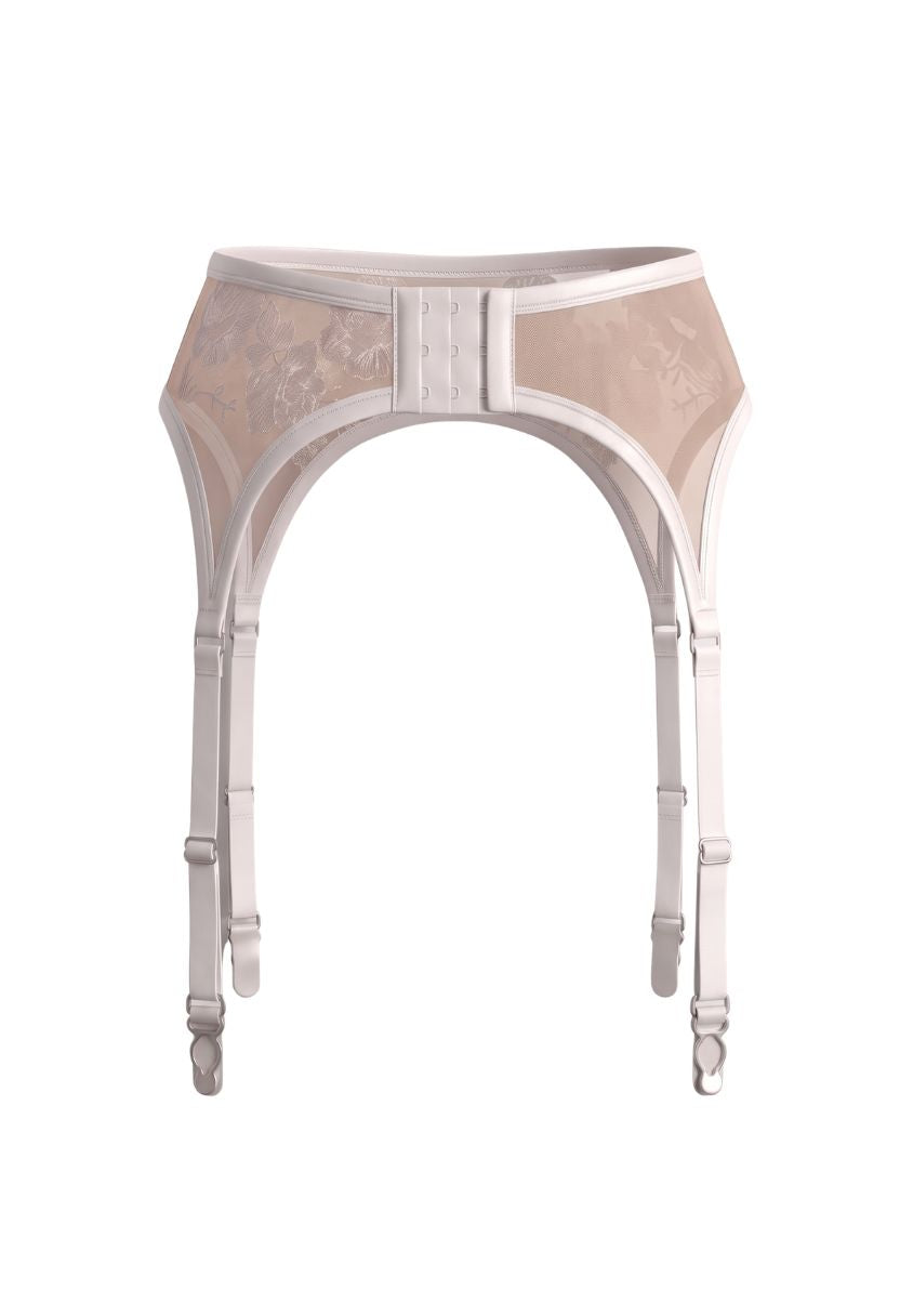 Alissia white garter belt, product shot, back view