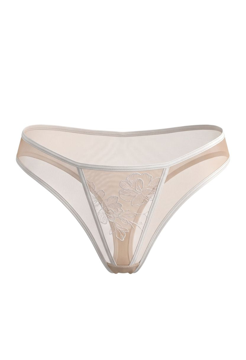 Alissia white thong with floral embroidery, product shot
