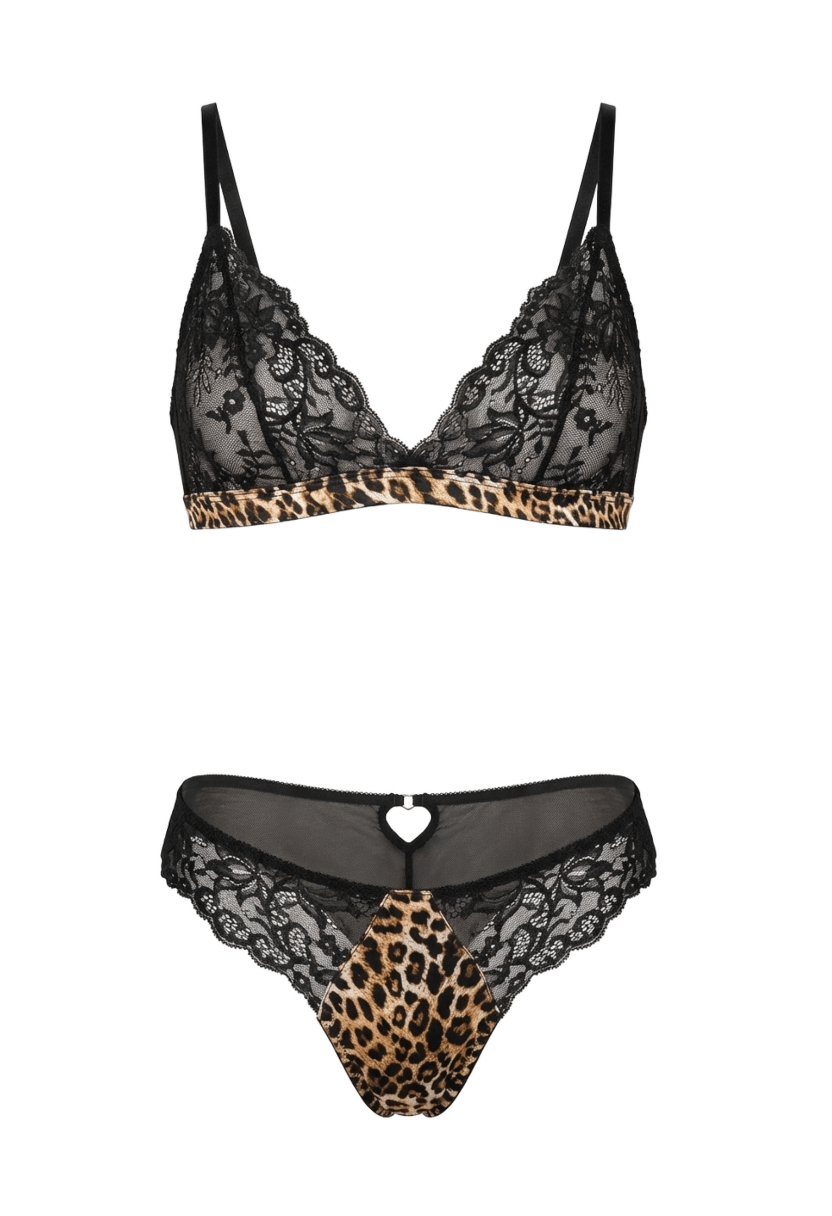 Animalique Bralette & Bikini Set Black
