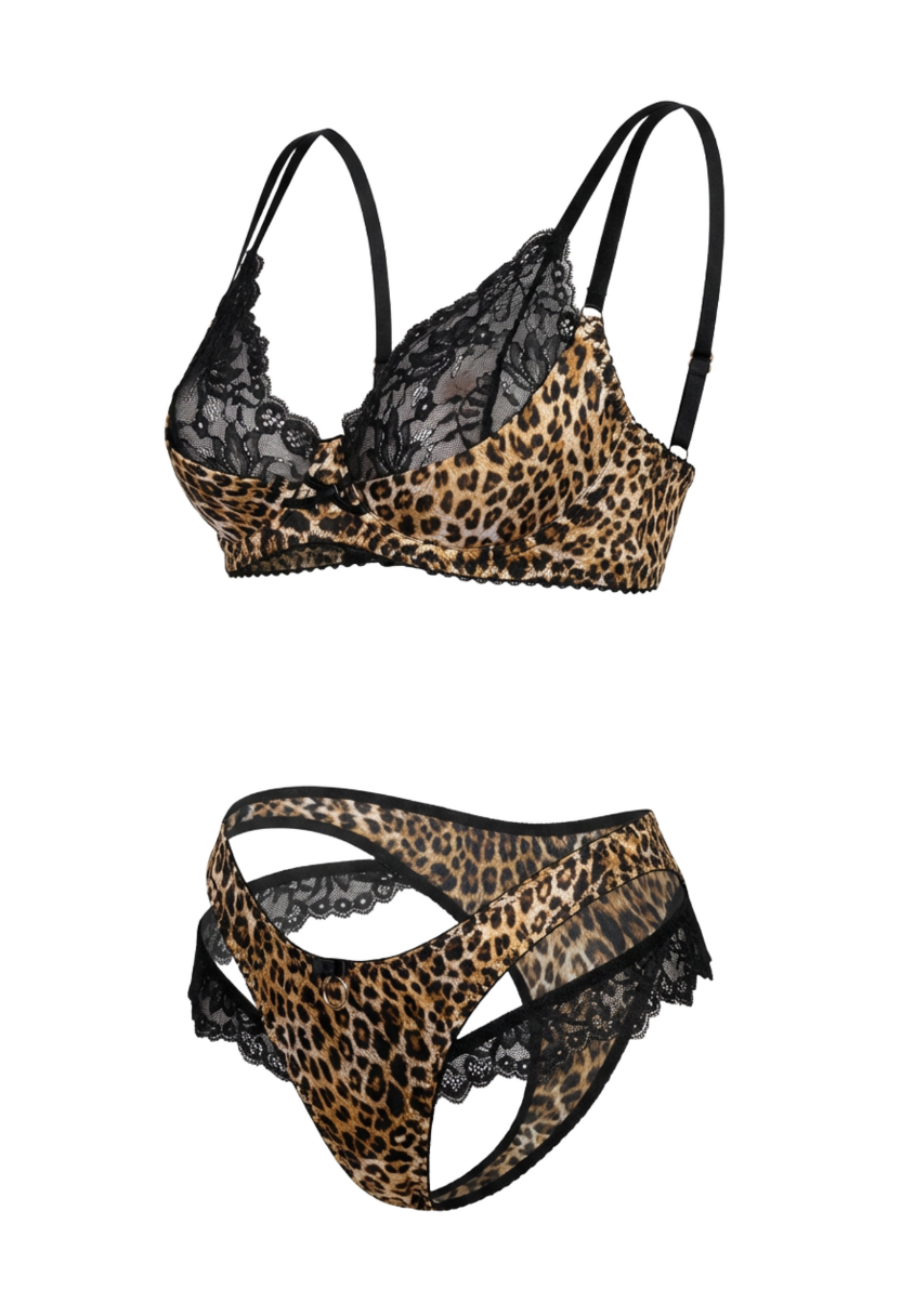 Animalique Underwire Bra & Thong Set Black