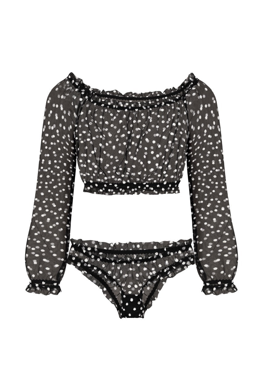Chamomile Long Sleeve & Brief Set Black
