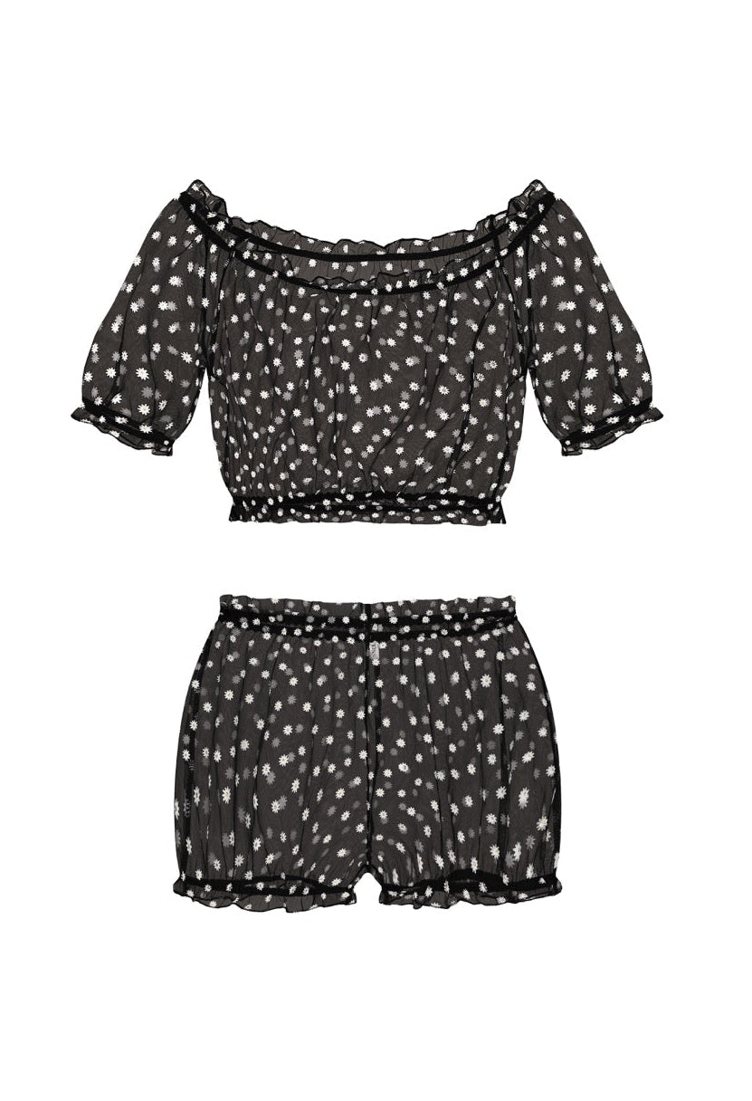 Chamomile Short Sleeve Set Black