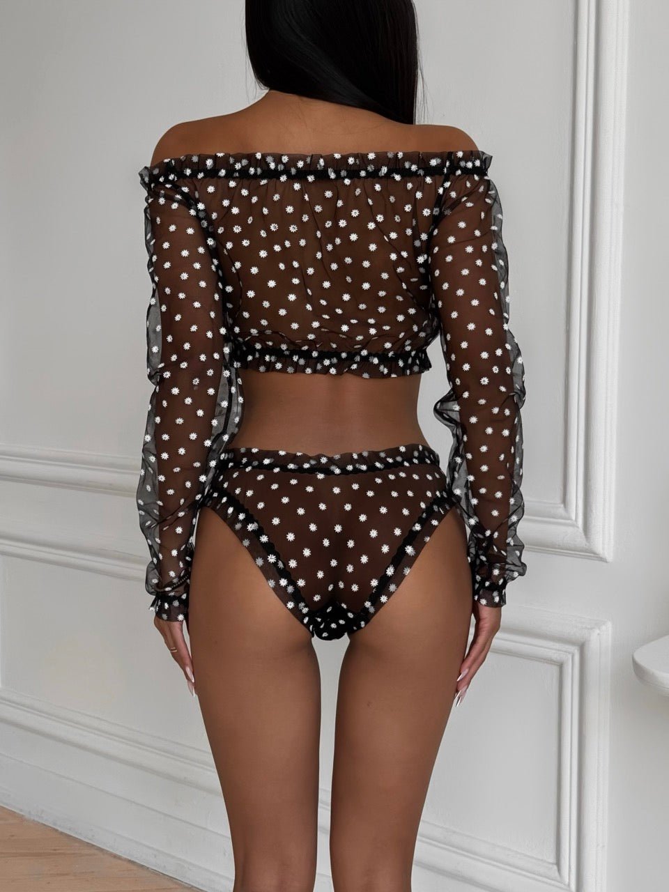 Chamomile Long Sleeve & Brief Set Black