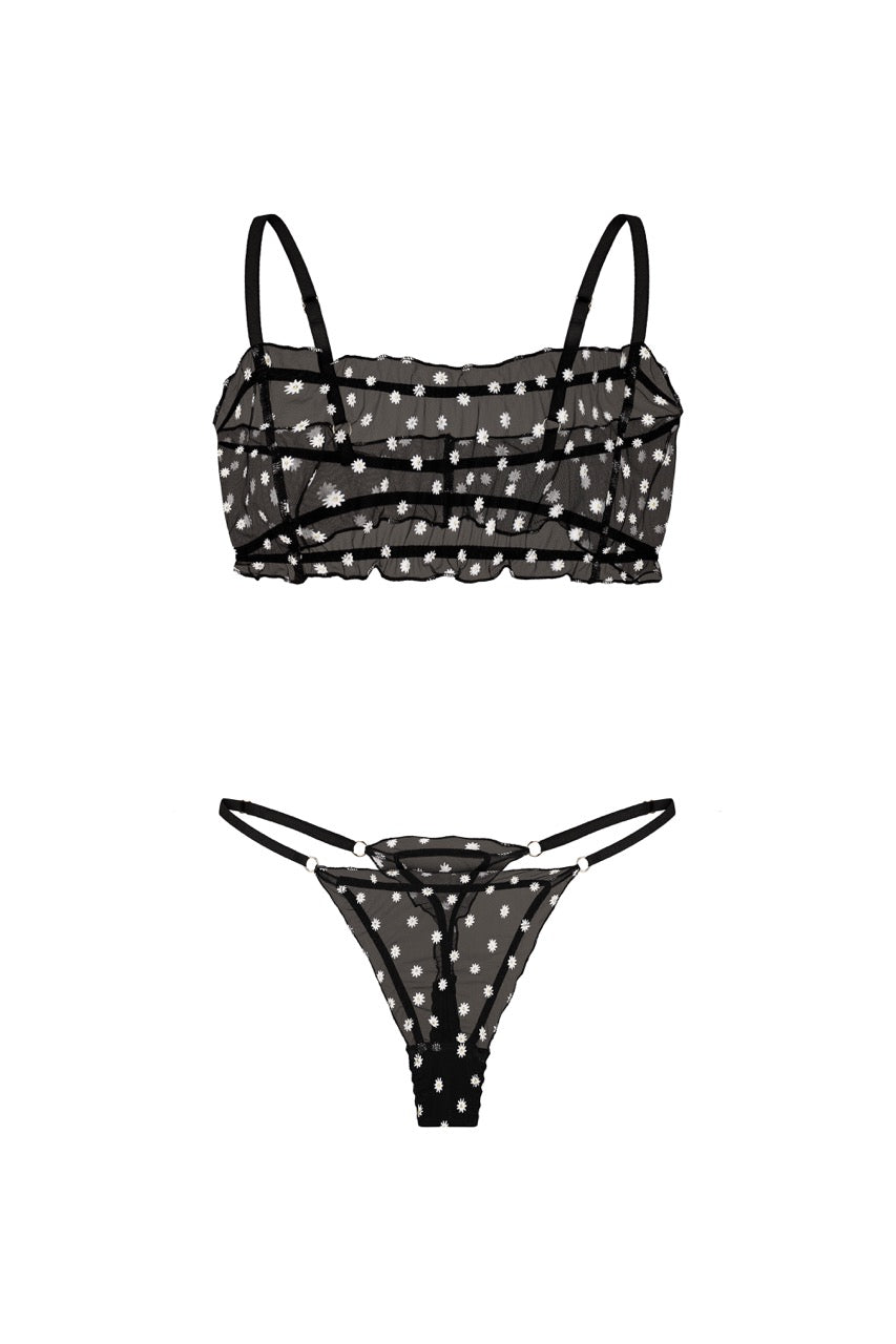 Chamomile Bralette & Thong Set Black