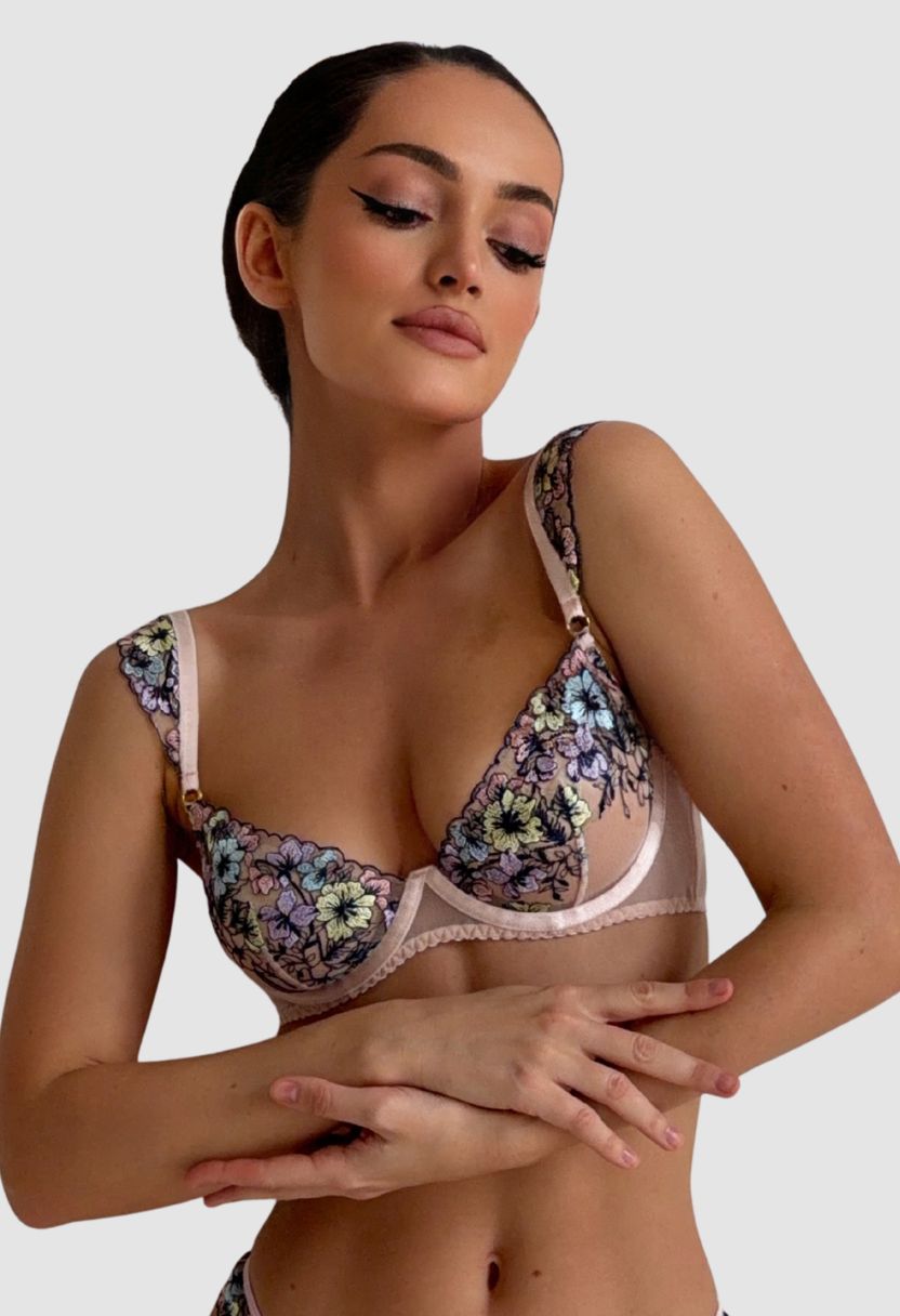 Sylvie Embroidery Bra Peach