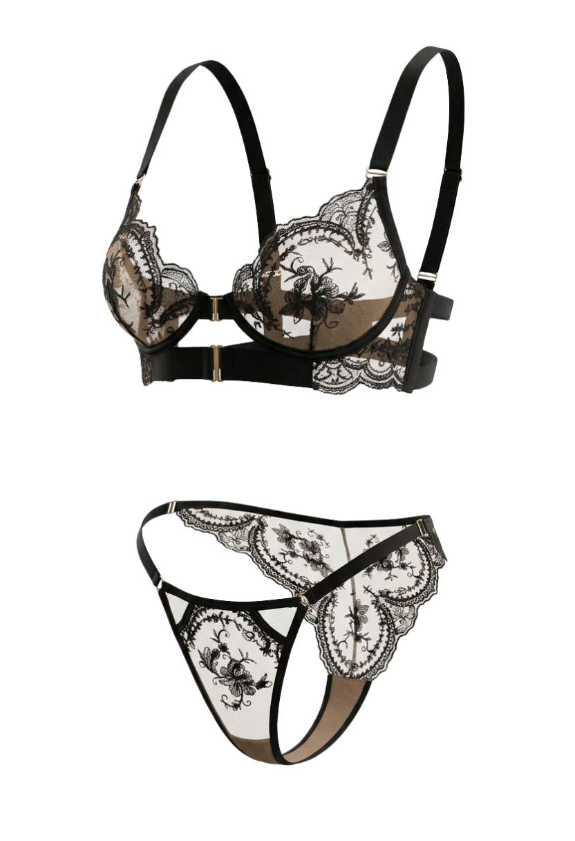 Conjunto con Sujetador de Aros Megan Rosa