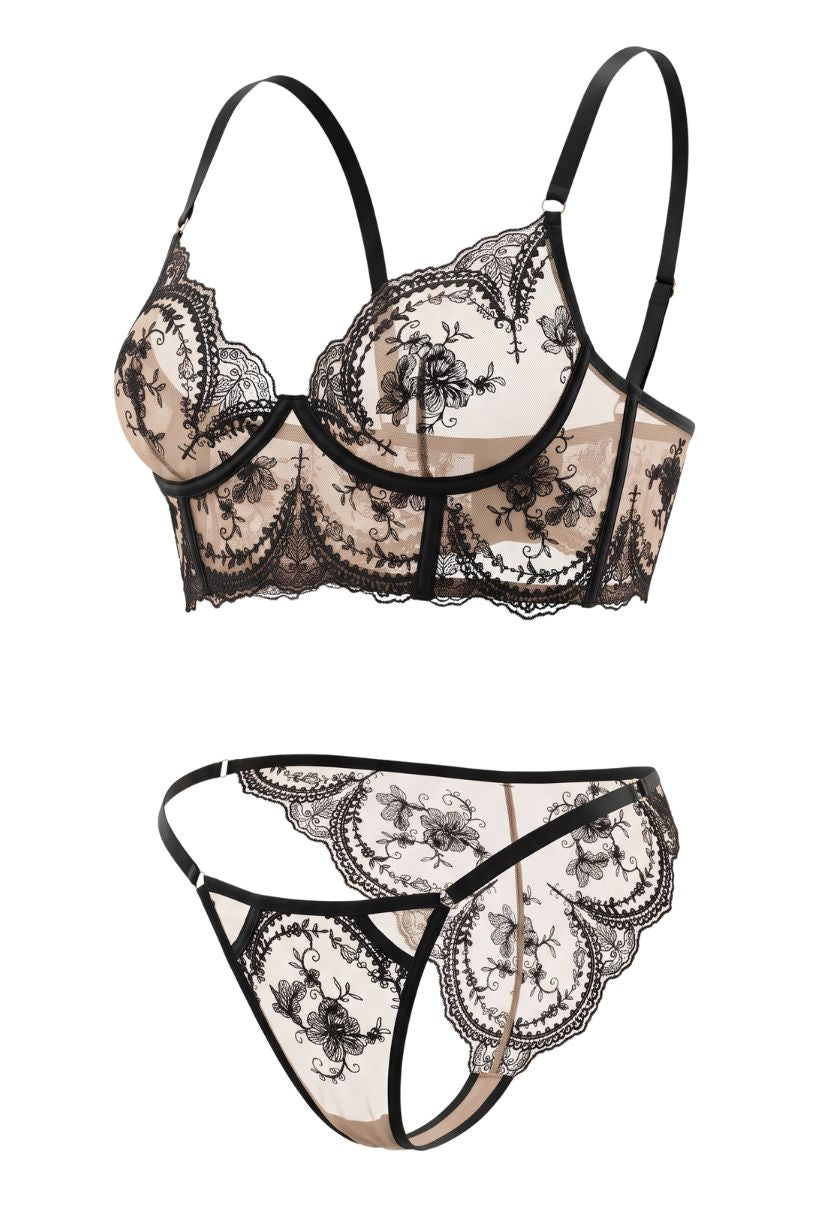 Emilia Longline Bra Set Black