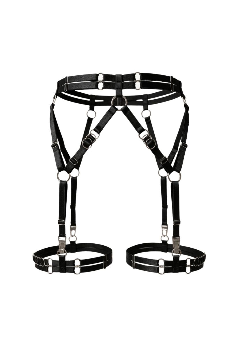 Ring Cluster Garter Harness Black