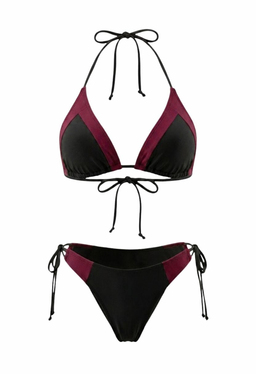 Iris Bikini Set Black Burgundy