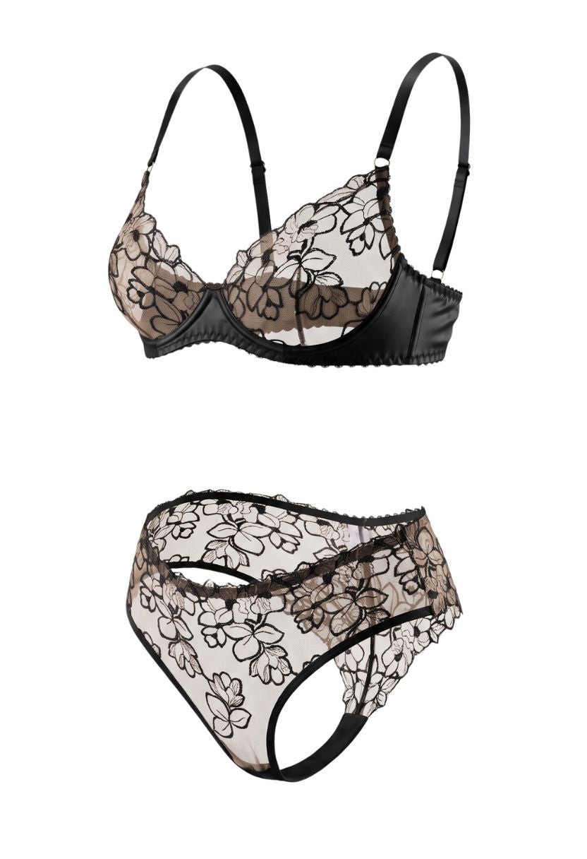 Lorena Underwire Bra Set Black