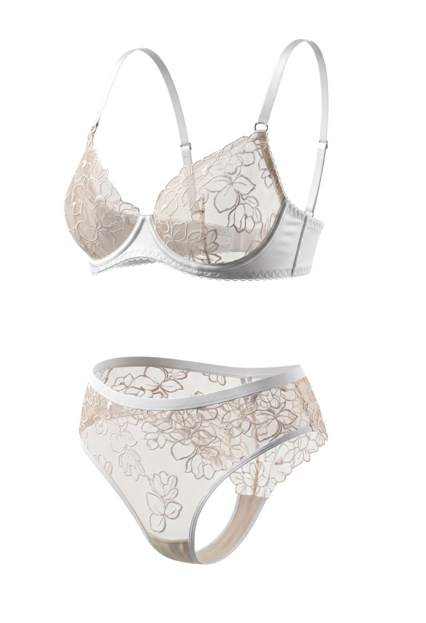 Lorena Underwire Bra Set White