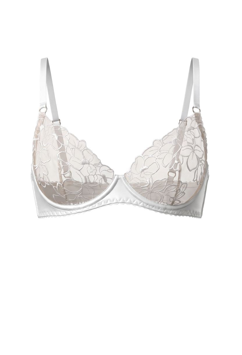 Lorena white underwire bra with floral embroidery, product shot