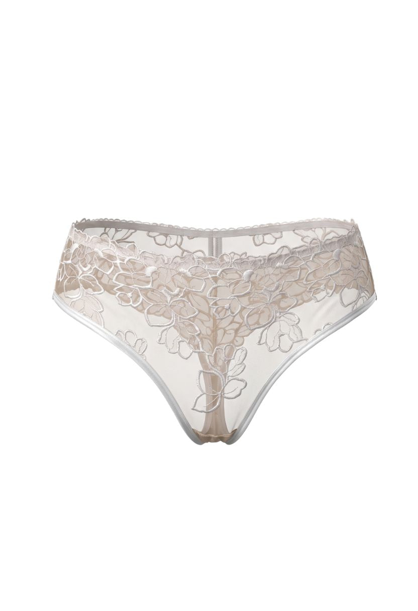 Lorena white Brazilian bikini with floral embroidery, product shot