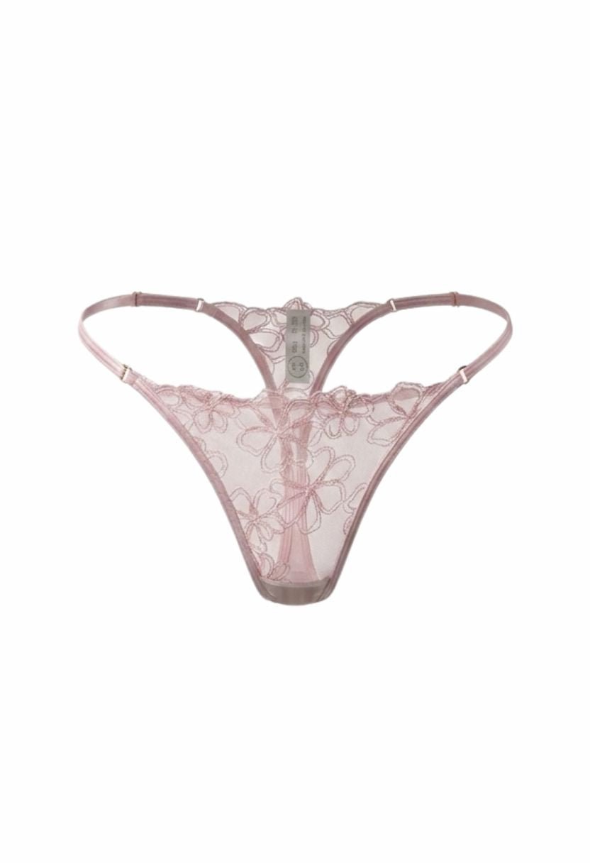 Megan pink floral lace thong, ghost mannequin