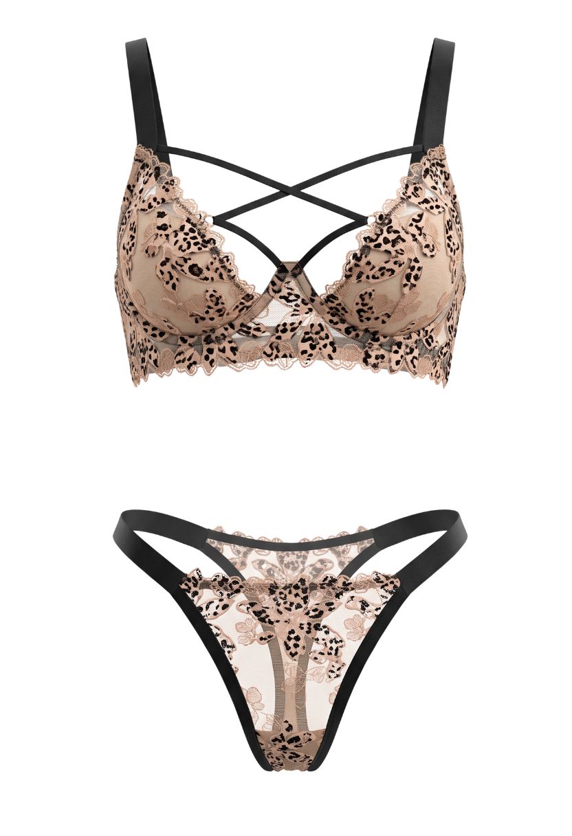Namira Strappy Bra Set Nude Black