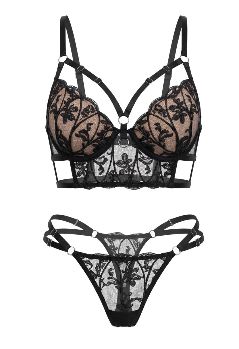 Regina Cage Bra Set Black