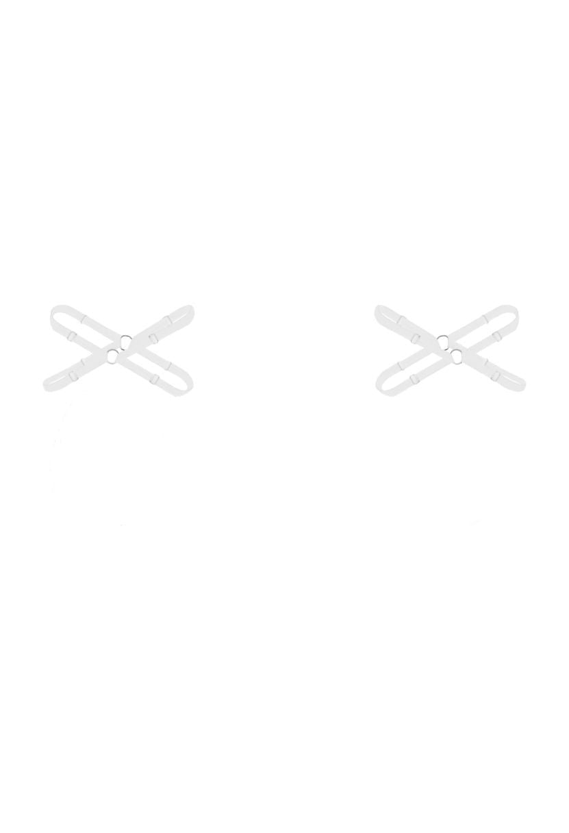 Strappy Leg Garter white thigh straps, pair flat lay