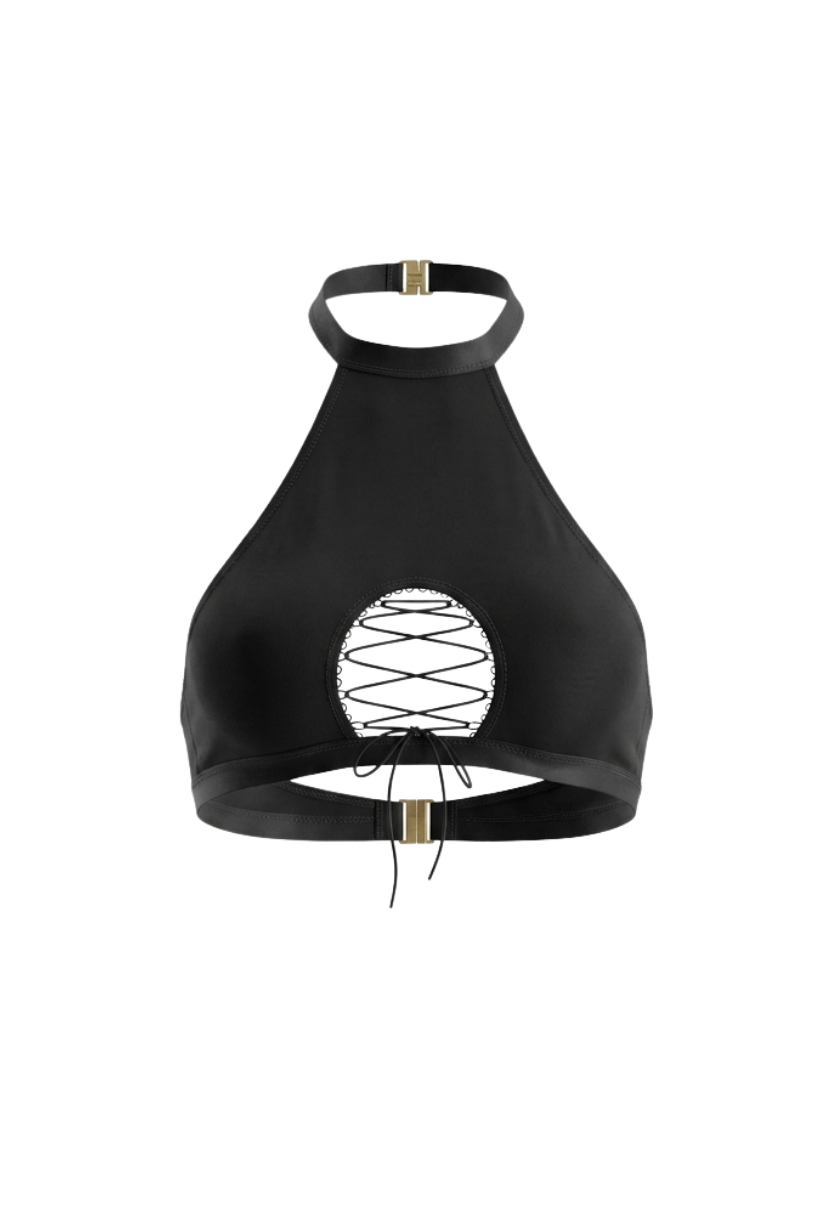 Zoe Lace-Up Bra Black