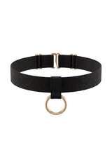 O-Ring Choker Black with gold ring, product shot