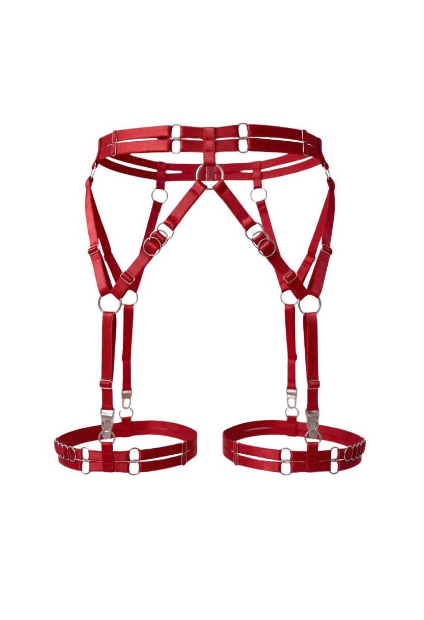 Ring Cluster Garter Harness Red, product shot